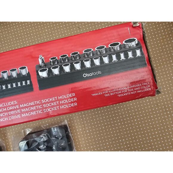 Olsa Tools Magnetic Socket Organizer | 3 Piece Socket Holder Kit | 1/2-Inch, 3/8 - Picture 3 of 8